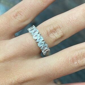 Sterling silver Pear cut eternity band ring size 6